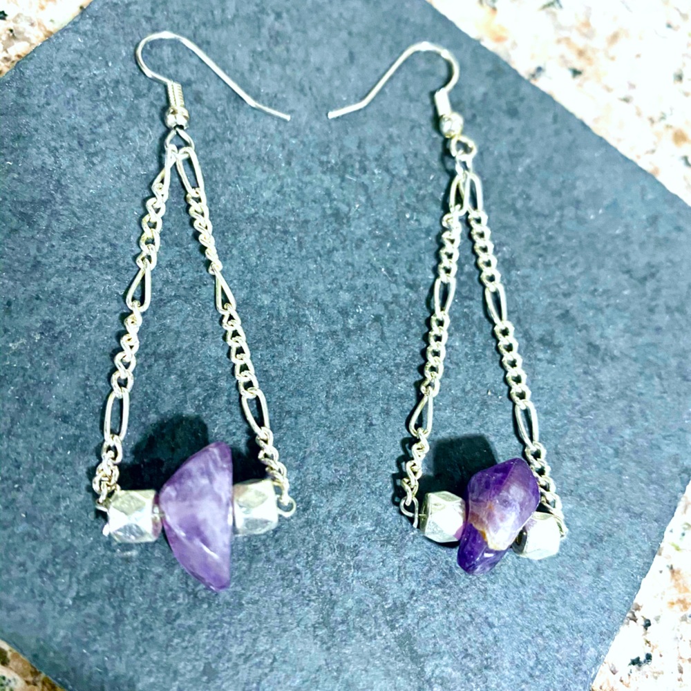 Amethyst gemstone chandelier earrings